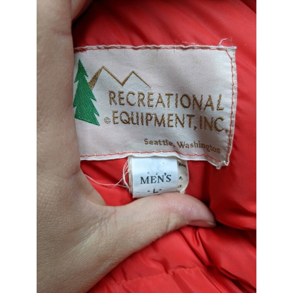 Vintage REI Red Puffer Jacket Goose Down Ski Party 70s Size L - Picture 4 of 15